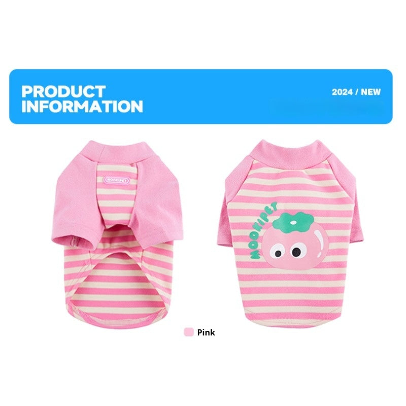 MookiPet® Pink Striped Pet T-Shirt for Dogs