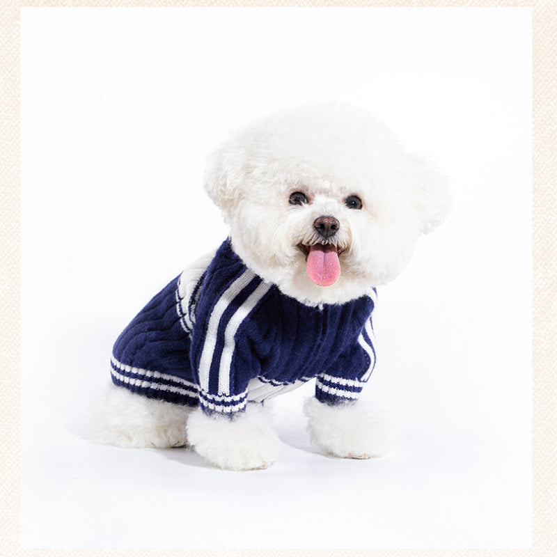 MookiPet® Retro Zip-Up Sweater for Dogs and Cats - Navy Blue