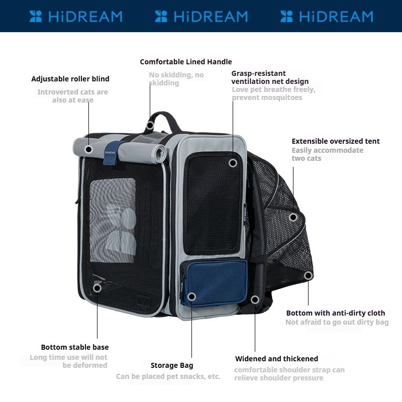 HiDREAM® Breathable Canvas Pet Backpack for Cats and Small Dogs