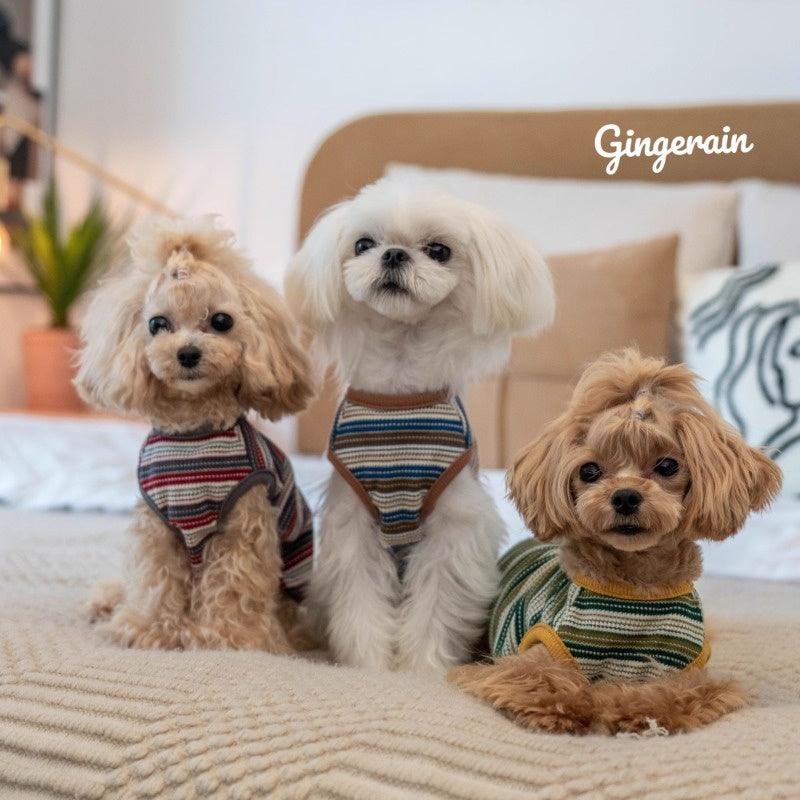 GINGERAIN® Cotton Waffle Knit Striped Dog Vest - KIKOPALS