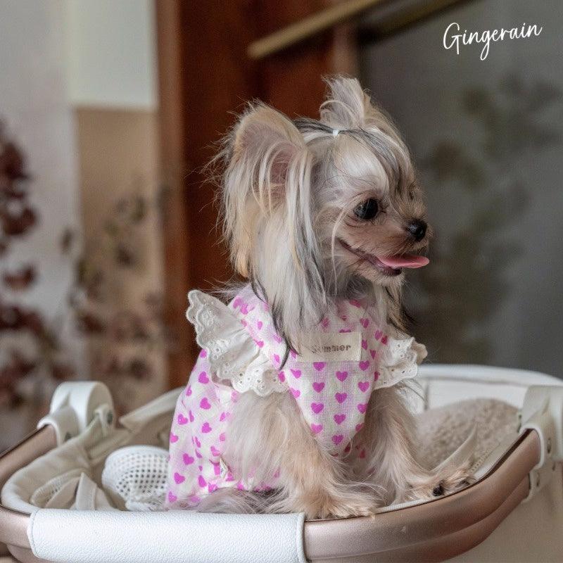 GINGERAIN® Pink Heart Loose Fit Dog Vest - KIKOPALS