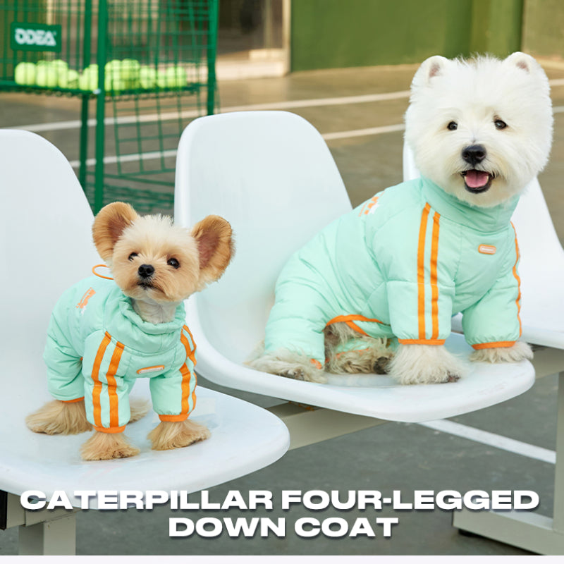 MookiPet® Caterpillar Four-Legged Down Coat for Dogs – Green and Orange