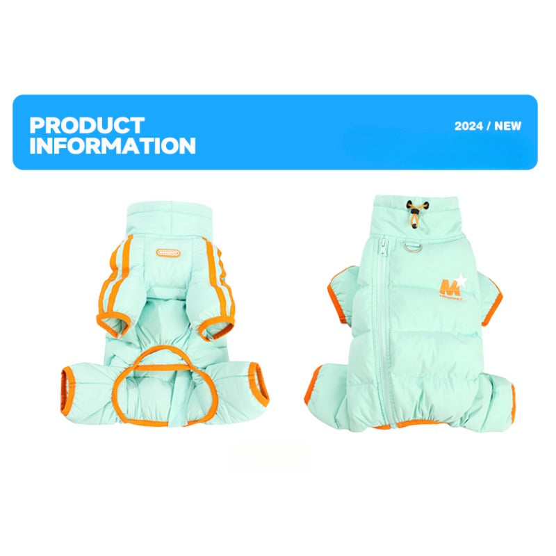 MookiPet® Caterpillar Four-Legged Down Coat for Dogs – Green and Orange