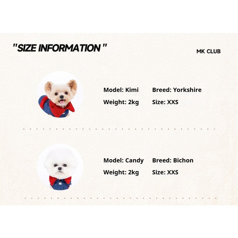 MookiPet® Retro Red Lamb Denim Vest for Dogs and Cats - Blue