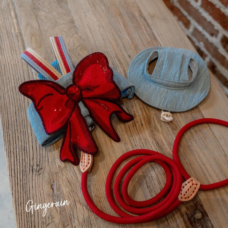 GINGERAIN® Denim Cat Harness & Leash Set - KIKOPALS