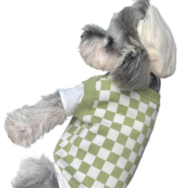 KIKOPALS® Plaid Pet V-Neck Vest Green - KIKOPALS