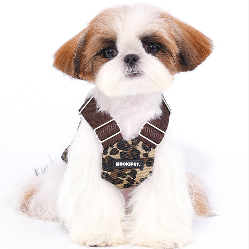 MookiPet® Khaki Leopard Print Suspenders for Small to Medium Dogs