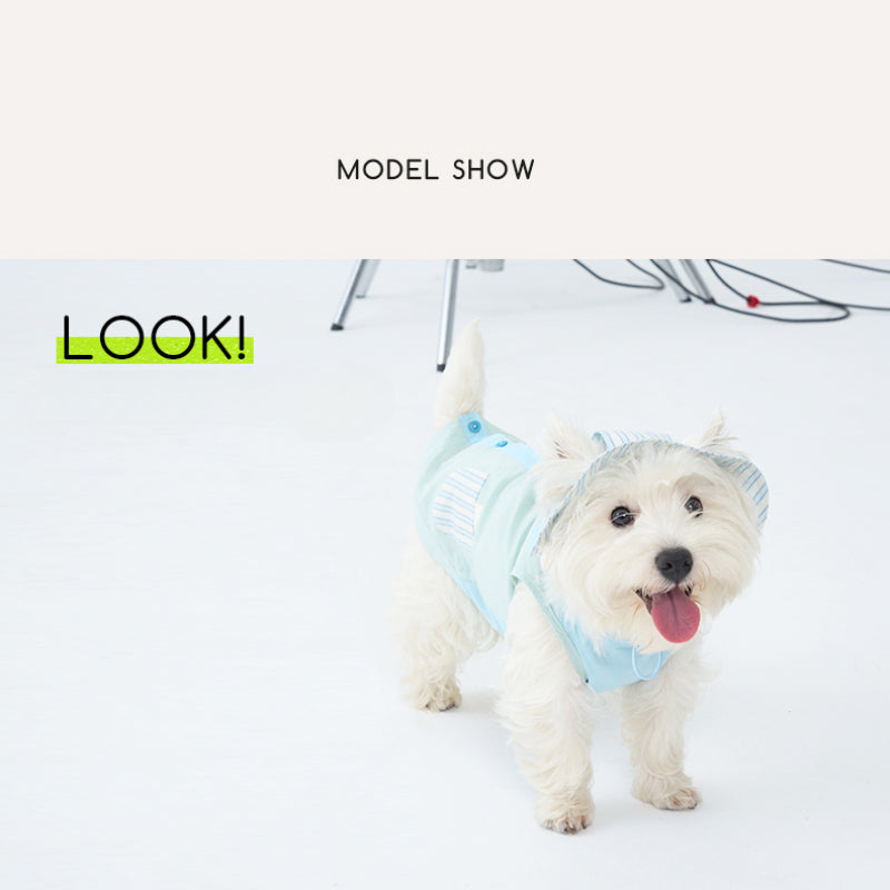 LIKAPAWS® Blue Cotton Dog Shirt & Sun Hat Set