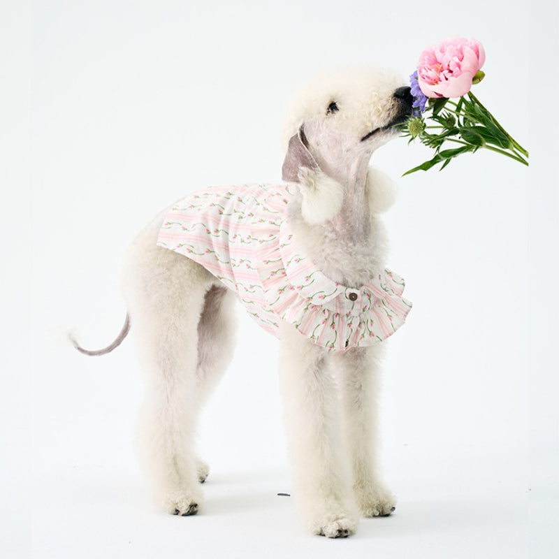 egge® Sleeveless Floral Ruffled Shirt for Dogs