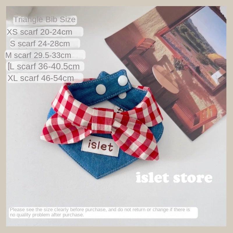 islet store® Red Plaid Denim Pet Bib - KIKOPALS