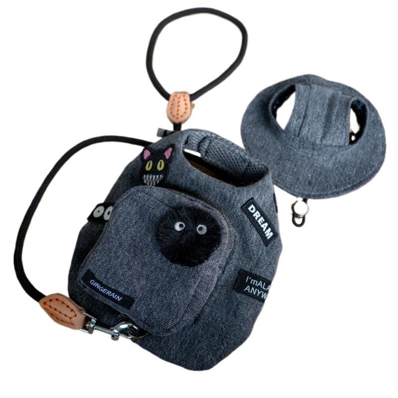 GINGERAIN® Outdoor Denim Cat Backpack - Harness & Leash Set - KIKOPALS