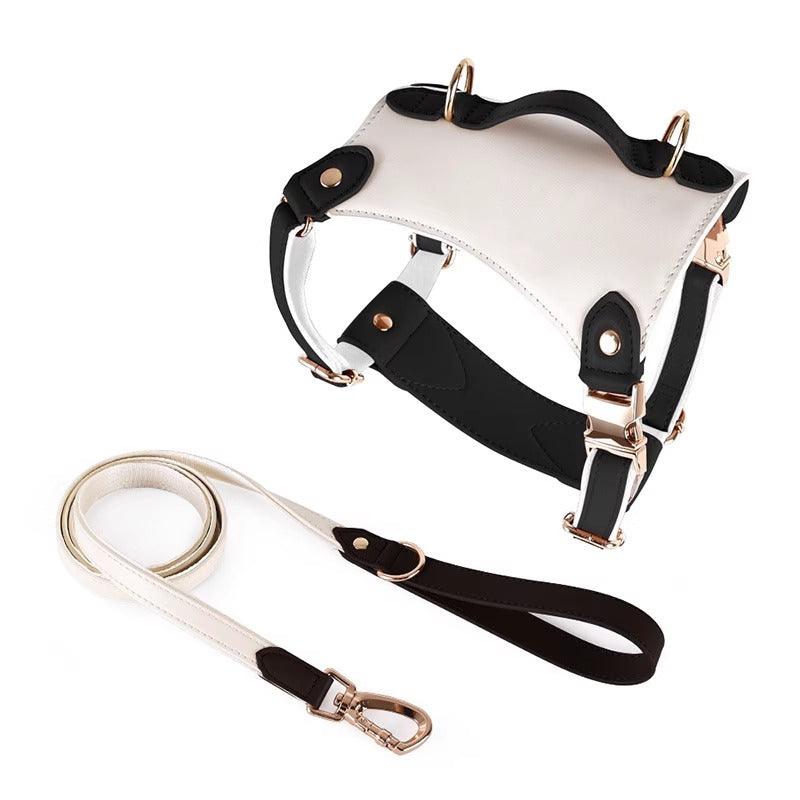 Minly® Portable Leather Dog Harness and Leash Set with Carry Handle - KIKOPALS