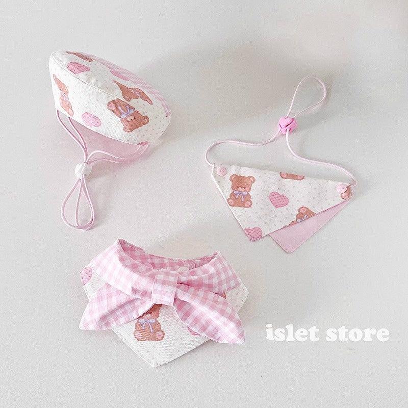 islet store® Pink Teddy Bear Pet Bib - KIKOPALS