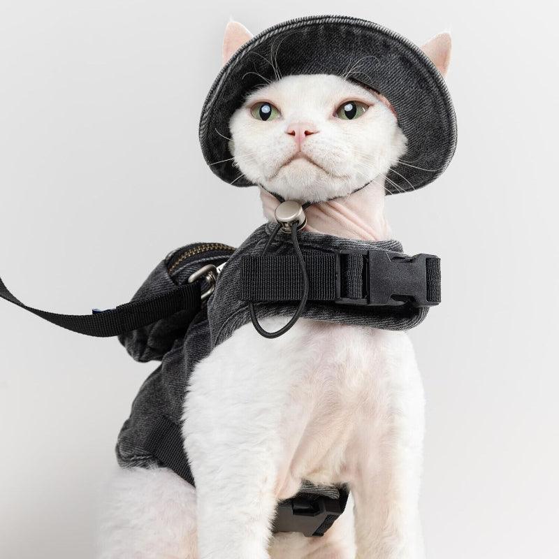 MQPET® Washed Black Denim Pet Vest Set - KIKOPALS